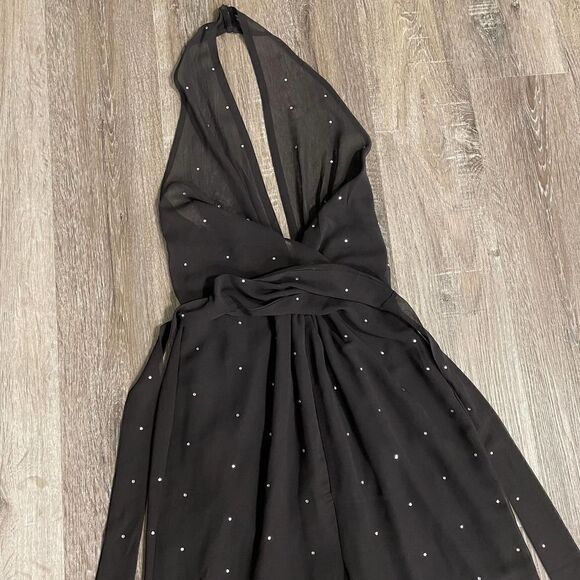 NWT Topshop Crystal Embellished Halter Jumpsuit - Size: 4 - Picture 8 of 16